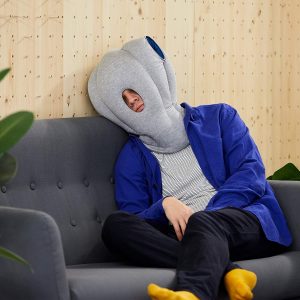 The Ostrich Pillow in action.